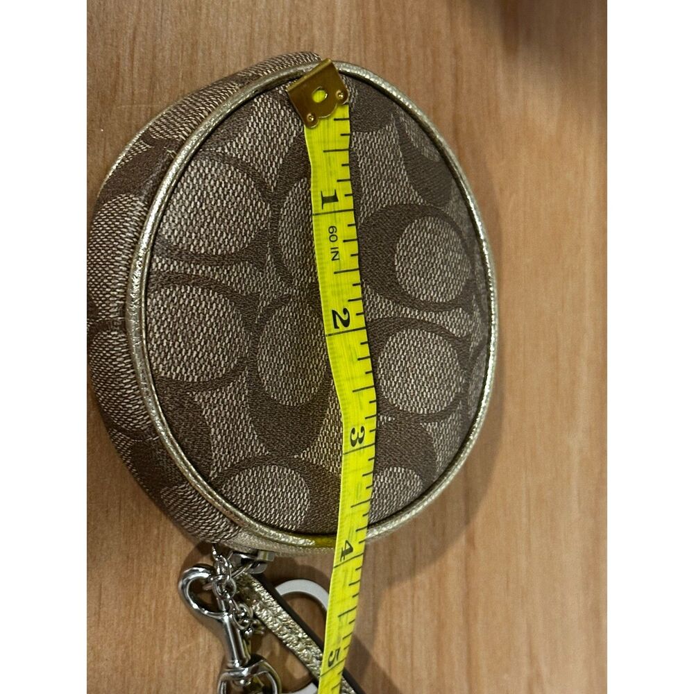 Coach Circular Coin Pouch In Brown Signature Jacquard - Picture 6 of 7